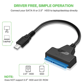 OULLX de Tipo C, USB 3.1 Gen1 para SATA III HDD SSD Cable del Adaptador de Fácil Crive Línea De 2.5 Pulgadas SATA de la Unidad de Apoyo del USAP