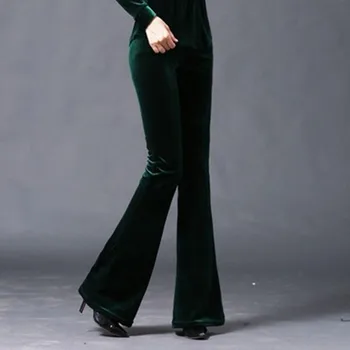 Envío gratis 2019 Nuevo de la Moda de Pantalones Largos Para Mujer Pantalones de Talla Plus S-5XL Black Flare Europea de Invierno de Terciopelo Negro Pantalones
