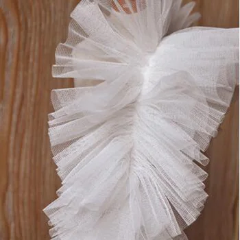 5Yards 3D Plisado de Encaje de la Burbuja de la Falda de la Colmena de Malla de Encaje de la Cinta Plisada de Tela de Encaje Accesorios de Novia de Encaje Tutu Decortion 9cm