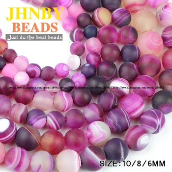 JHNBY Rosa Mate bandas de perlas Natural de la Raya de cornalina de Piedra 6/8/10MM Ronda Suelta perlas de accesorios de la joyería de hacer pulsera de DIY