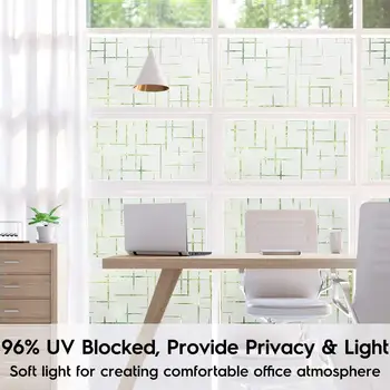 WXSHSH de Privacidad Cruz Blanca No Adhesivo Mate Película de la Ventana Extraíble Estática de Vidrio Decorativo Pegatina Sin Pegamento Bloqueo de los rayos UV