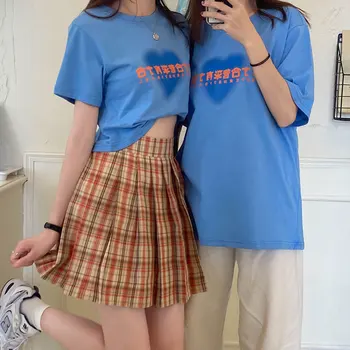 SML mujer de verano faldas a cuadros 2020 japonés estilo preppy altura de la cintura una línea de mini Falda plisada Falda de la mujer (x1431