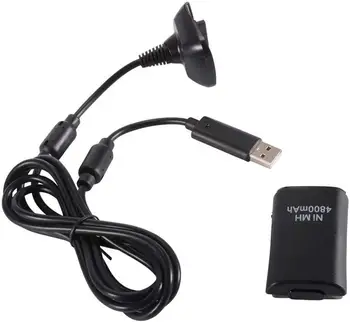 De alta Calidad 2 En 1 Batería de Carga USB Cable de Conexión y Batería Recargable para el mando Inalámbrico Xbox 360