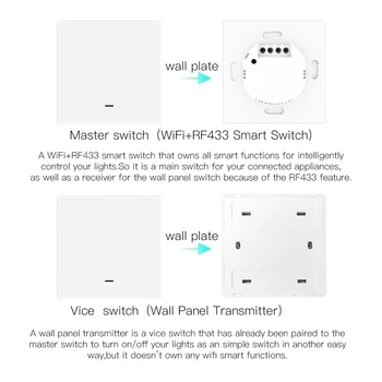 WiFi Inteligente Pared Interruptor de la Luz RF433 pulsador del Transmisor Inteligente de la vida Tuya Aplicación de Control Remoto Funciona con Alexa principal de Google