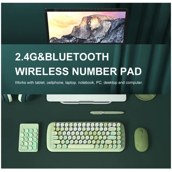 B. O. W Portátil Slim Mini teclado numérico, 18 Ronda Claves Inalámbrica Bluetooth USB Numérico Lindo Teclado para el Ordenador / el ordenador Portátil