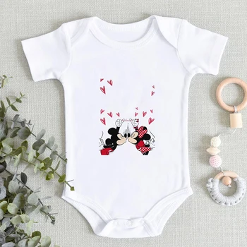 Disney Mickey Mouse 0-24M Bebé Niñas Niños Impreso Blanco de Verano Recién nacido Mameluco de Algodón Mono de la Ropa del Bebé Dropship
