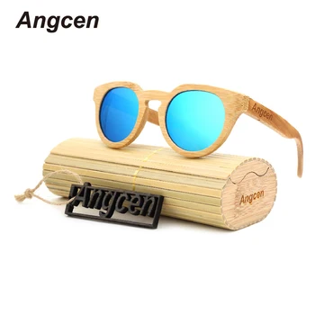 Angcen Caja de Bambú Paquetes de 2018 Gafas de Sol de madera de bambú moda retro polarizada natural de gafas de sol hechas a mano