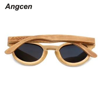 Angcen Caja de Bambú Paquetes de 2018 Gafas de Sol de madera de bambú moda retro polarizada natural de gafas de sol hechas a mano