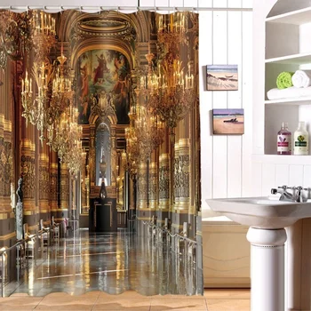 De lujo el palacio de la impresión de la cortina de ducha impermeable de la cortina de la ducha 3D