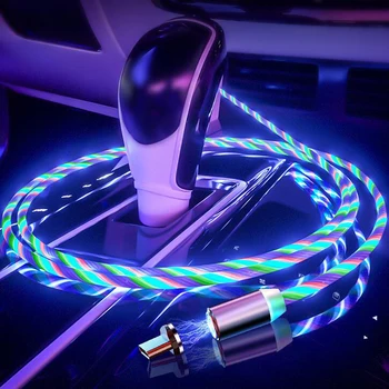 Coche LED de Brillo que Fluye Magnético Cable USB de Recarga de teléfonos Para Chevrolet Cruze Orlando Lacetti de la Pesca de la Vela EPICA Malibu Voltios Camaro