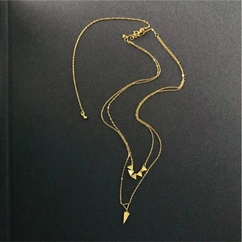 Amaiyllis s925 Plata de ley de 18 quilates de Oro de Doble Capa de Clavícula Collar Colgante de la Geometría de Collar de Accesorios Para Mujer