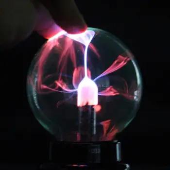 CALIENTE de Cristal de la Bola de Plasma de la Esfera del Rayo de la Lámpara del Partido de la bola mágica electrostática intermitente de la batería