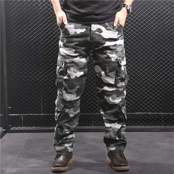 El camuflaje de los Hombres Pantalones de los Hombres Casual Camo Múltiples Bolsillos Militar Táctico Pantalones de Hip Hop de los Corredores de la Calle