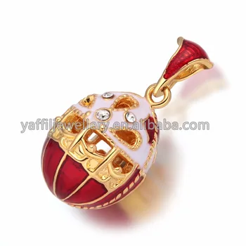 YAFFIL Estilo ruso Hueco Collar de Latón Esmalte hecha a Mano de la Vendimia del Huevo de Pascua Colgante del Encanto del Collar de Cristal de Regalo
