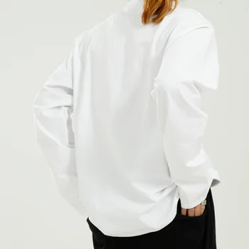 Varones Mujeres Pareja de Ropa de Hip Hop Blanco Negro Camisetas Camisetas de los Hombres Collar de Perlas de Manga Larga Suelta la camiseta