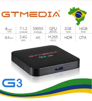 GTMEDIA G3 Android 7.1 Caja de Smart Tv Reproductor de Medios 2G+16G Wifi Integrada 4K H. 265 Barco De Brasil Almacén con Google app store