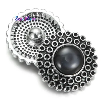 6Ppcs/lote Wholsale 18MM Snap Joyería de diamante de imitación de Complemento Redonda de Metal de los Botones de Ajuste Complemento Brazaletes para las Mujeres