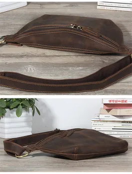 PNDME vintage multi-función de alta calidad de cuero genuino de los hombres de pecho bolsa casual simple moda de cuero bolsa de mensajero de paquete de la cintura