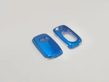 Brillo Metálico de Color Azul (de Forma Oval) de Plástico Duro Tecla del control Remoto Caso de la Protección Para Audi A3 8L A4 B5 B6 TT MK1 A6 C5