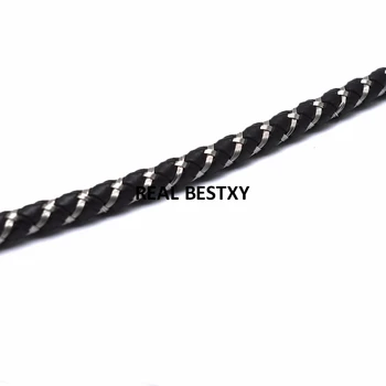 REAL XY aprox 6mm de cuero de cables de acero con hilo de cuero de cadena de hebras para hacer pulseras de cuero cable de acero diy joya