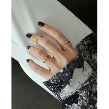 Minimalista 925 anillos de plata de ley para las mujeres de joyería fina, mujer ajustable del anillo de dedo de plata 925 accesorios