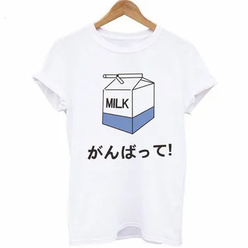 La estética de la Leche camiseta de Mujer de Manga Corta Tops Camisetas Ulzzang Harajuku de las Mujeres T-shirt de Moda gráfica de la camiseta de la ropa coreana