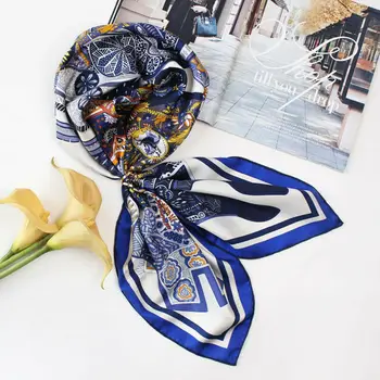 2020 Nuevo Estilo de las Mujeres de la Moda de Sarga de Seda de la Bufanda de Lujo Silla Imprimir Chal Hiyab Mano Rodó la Pañoleta Robaron 90*90cm