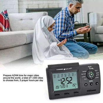 Digital Islámica Reloj de Alarma Alarma de Oración LCD Azan Reloj de oración Recordatorio de la Decoración del Hogar Multifuncional conveniente para la vida