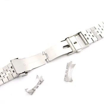 Rolamy 22mm de Plata Hueca Extremo Curvo Sólido Tornillo de Eslabones de Acero Inoxidable de la venda de Reloj de la VENDIMIA del Jubileo Pulsera Para Seiko SKX
