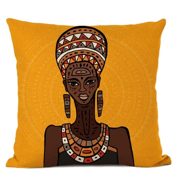 Mujer Africana Diseño De La Funda Del Cojín De Decoración Para El Hogar Simple Retrato De Impresión De Cojines Decorativos En La Cubierta De La Plaza De La Ropa De Lanzar Funda De Almohada