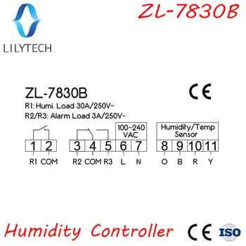 ZL-7830B, 30A relé, 100-240Vac, Digital, regulador de Humedad, Hygrostat, con salida Alarmantes, Lilytech