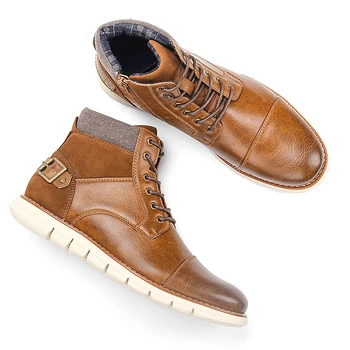 Marca de los Hombres de la Primavera y el Otoño Botas de WOOTTEN guapo de los hombres zapatos cómodos Retro Tamaño 7-13 botines de cuero #BY507C3
