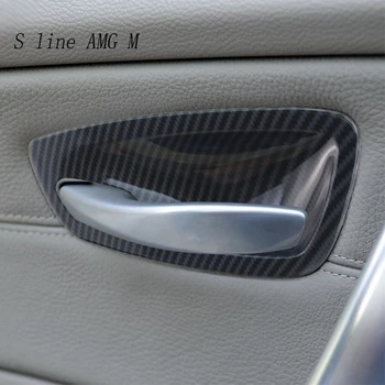 Coche Estilo Interior Accesorios Para BMW Serie 1 E81 2007-2011 de Fibra de Carbono Textura de la Tecla Auto Agujero Marco de pegatinas Y calcomanías de Recorte