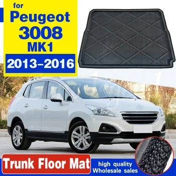 Coche de la Cajuela de Almacenamiento Tapete de Carga de la Bandeja del Maletero Impermeable Almohadillas Protectoras Mat Compatible Para Peugeot 3008 MK1 2013-2016