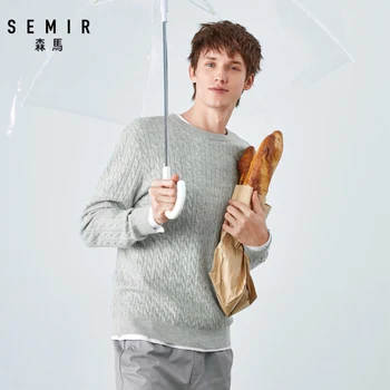 Semir Suéter de los hombres 2020 otoño nueva versión coreana de la ronda de torsión del cuello suéter de hombre cálido ropa tocando fondo camisa marea