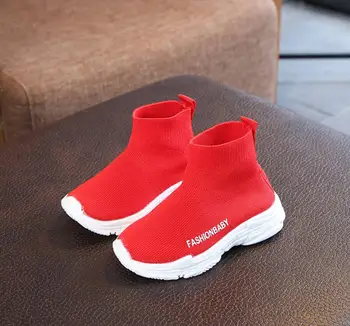 Niños zapatos casual 2020 masculino femenino de la zapatilla de deporte infantil de alta elasticidad de pie envolver botas de nieve niños calcetines tejidos zapatos zapatos de bebé