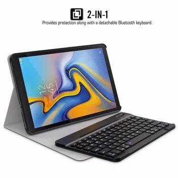 MoKo Caso del Teclado para Samsung Galaxy Tab 10,5 2018 Tableta de Liberación SM-T590/SM-T595 ,Cáscara Delgada de la Cartera de Negocio de la Cubierta del Soporte
