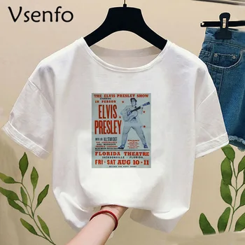 Popular de ELVIS Presley de las Mujeres T-Shirt Rey del Rock ELVIS Impresión de la Moda Cool Unisex de Manga Corta T Camisa Divertida Tops