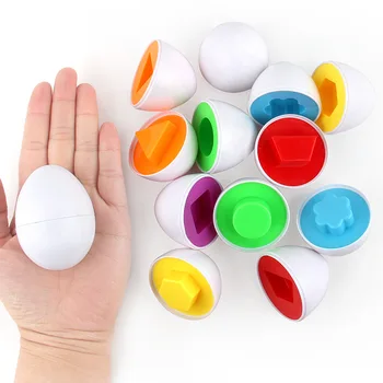 Geométricas Conocer Bebé Juguetes de Matemáticas Juguetes 12pcs/set Smart Huevos Montessori Principios de Juguetes Educativos Para bebés 3D Rompecabezas de los Niños