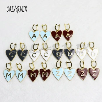 5 Pares de la Moda de la carta de aretes en forma de corazón alfabeto gancho de los pendientes del collar de escoger la letra que desea llamado jewelry5353