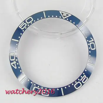 La tapa del embellecedor de color Azul Negro Reloj de cerámica Bisel Luminoso Reloj PARNIS 38mm