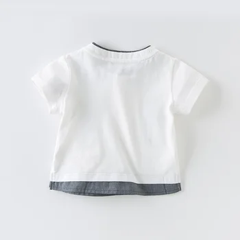 DB13965 dave bella bebé de verano niños de infantil de bebé de moda t-shirt niño pequeño de la parte superior de los niños de alta calidad camisetas guapo ropa de algodón