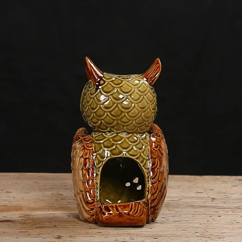 Porcelana Búho Estatuilla Portavelas De Cerámica Decorativa Nighthawk Miniatura Candelero De Artículos Del Hogar Artesanías Ornamento De La Presente
