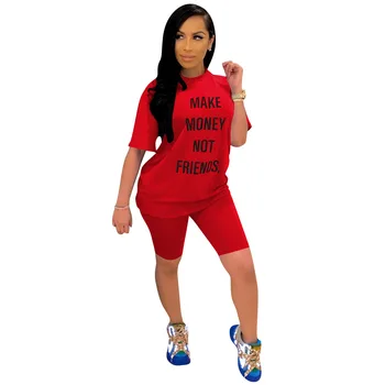 Echione Más el Tamaño de la sala de la Mujer Traje de Seguimiento de la Carta de Impresión Sportwear Sudadera Femme Joging Conjunto de Camiseta de los pantalones Cortos ropa de hogar 2020