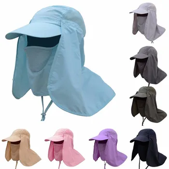 Senderismo Sombrero Tapa Exterior de Verano, Sombrero de Sol de la Pesca Camping Cap Visera del Sombrero de Protección de la Cara Cubierta de Cuello de Sol UV Proteger la Tapa Para Hombres, Mujeres