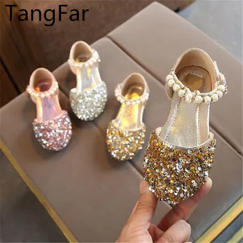 2020 Primavera Niñas Perlas Causal Sandalias de Lentejuelas de la Princesa Zapatos de Baile Para Niños antideslizante Transpirable Zapatos