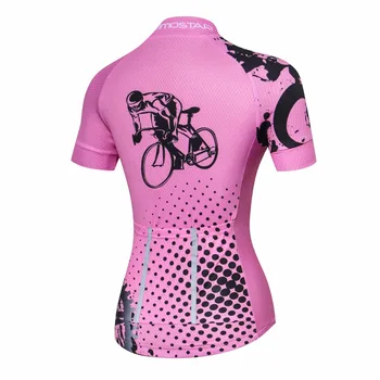 Weimostar Ciclismo Jersey de las mujeres de la Bici Jersey road jersey de ciclismo de la juventud de MTB de la bicicleta Ropa top de Manga Corta camiseta de Deporte Rojo rosa