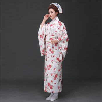 Japonés Tradicional de las Mujeres Kimono Vintage Yukata Con Obi Rendimiento de Baile Vestido de la Novedad de la Noche Vestido de fiesta de Navidad de la Túnica