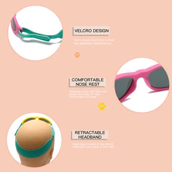 Los niños TR90 Gafas de sol Polarizadas de Seguridad para Niños de la Marca de Gafas de Goma Flexible Oculos Tonos Chicos Chica Con la Diadema de Anteojos