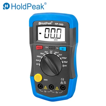 HoldPeak HP-36D Capcitance Medidor de Mano Capacimetro Manual 1999 Cuenta de Condensadores de Electrónica de LCD de Capacitancia Multímetro Tester